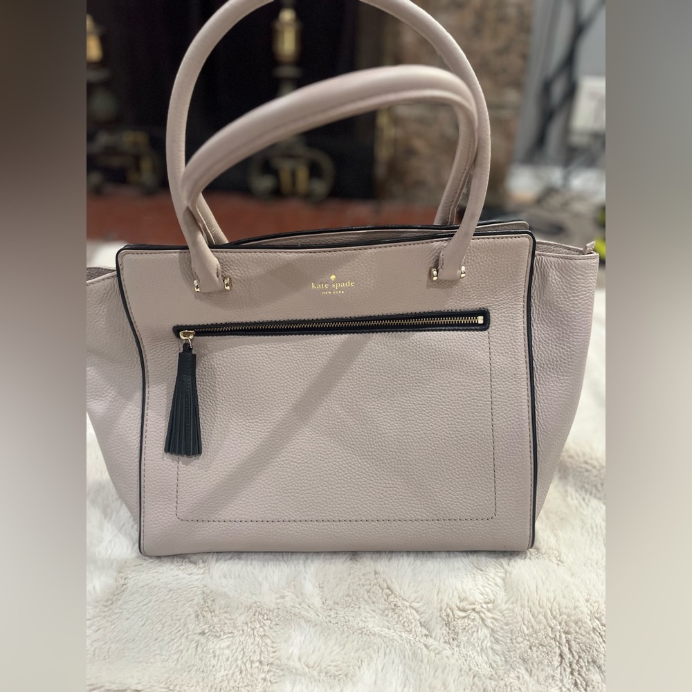 Kate Spade Light Pink Tote Bag with Black Accents